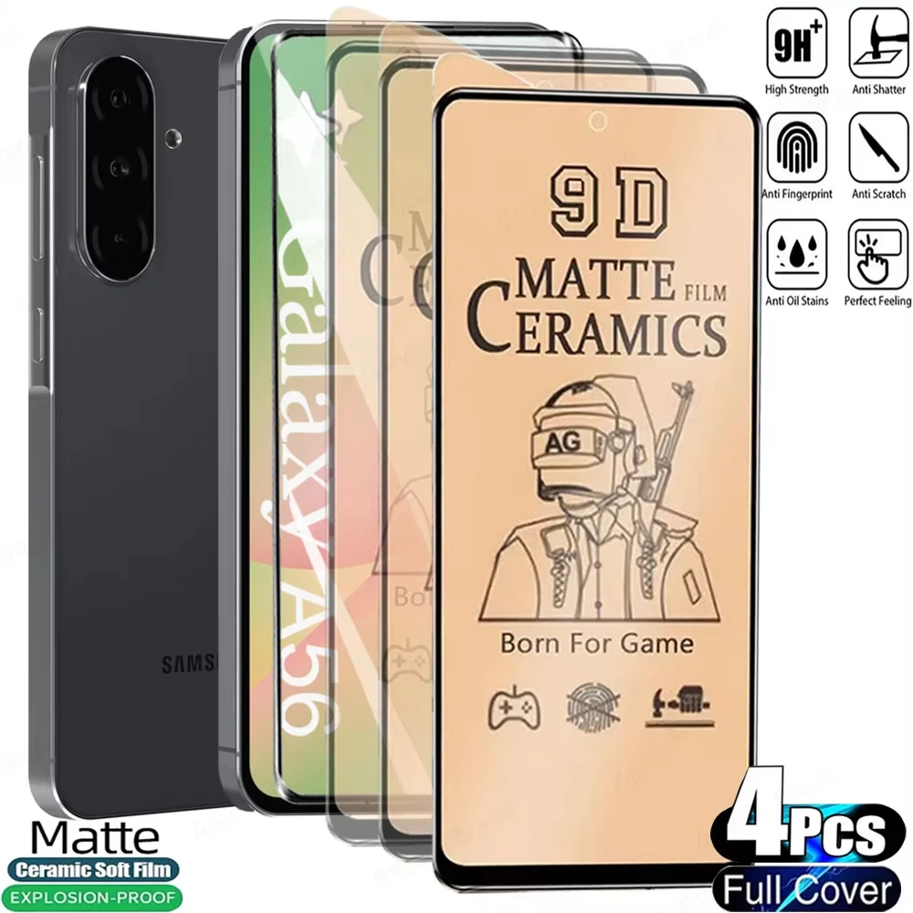 Protecteur d'cran mat, 4 pices, Film cramique souple pour Samsung Galaxy A56 A36 A16 A55 A54 A35 A26 A25 A15 A24 A34 A14 A52 A53 A33