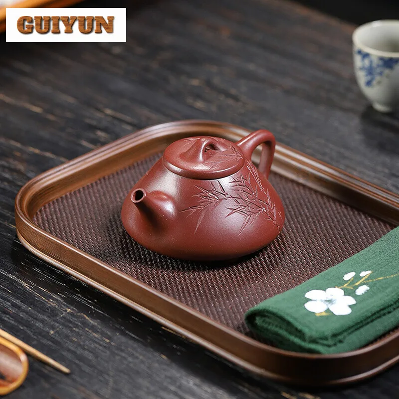 240ml Chinese Yixing Purple Clay Teapots Authentic Raw Ore Mud Stone Gourd Tea Pot Beauty Kettle Famous Handmade Zisha Tea Set