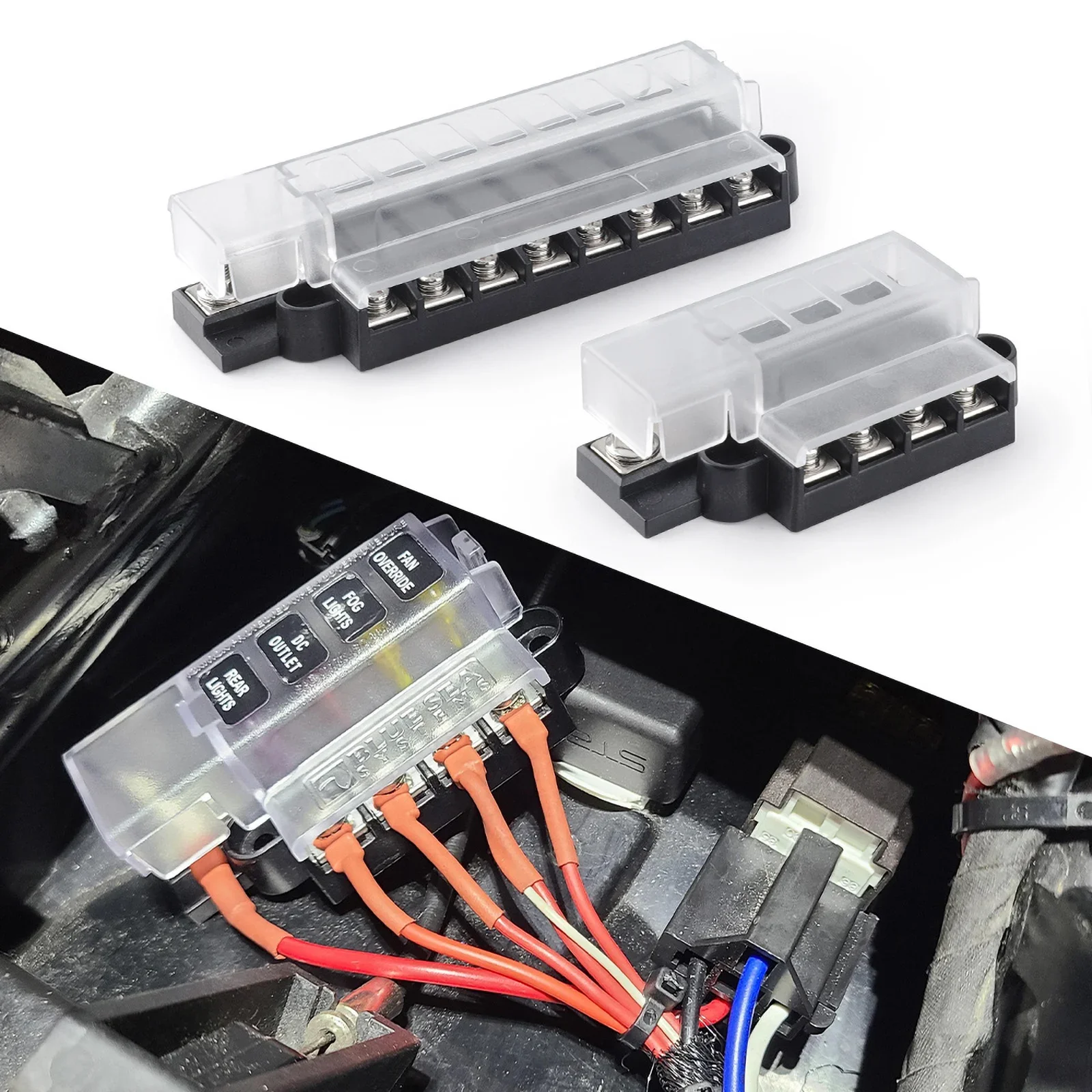 

4/8 Way Circuit Fuse Box for Car & Truck - 12V/24V with ATO Blade Fuses and Circuit Breaker - Car Fuse Accessory wholesale New