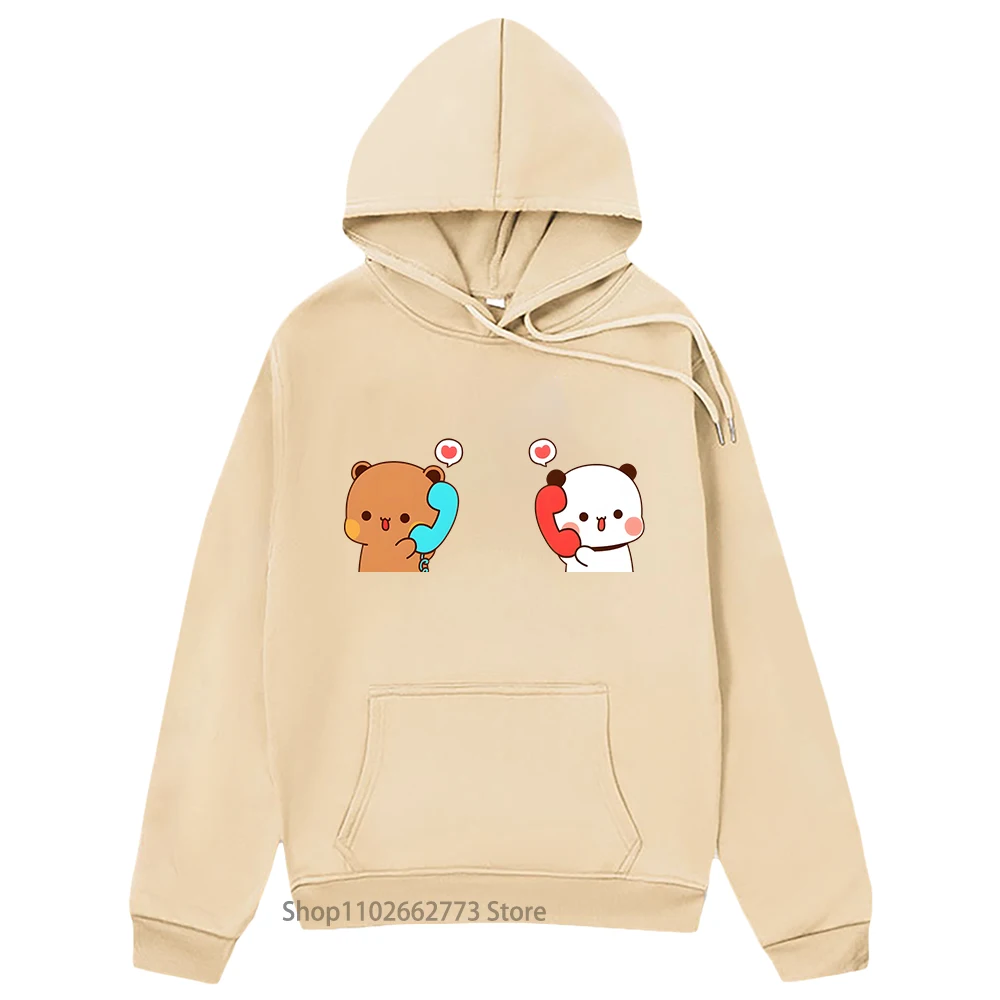 

Panda And Brownie Bear Couple Hoodies women Cartoon Bubu and Dudu Sweatshirt Y2k Clothes Streetwear Men Girls Kawaii Pullover