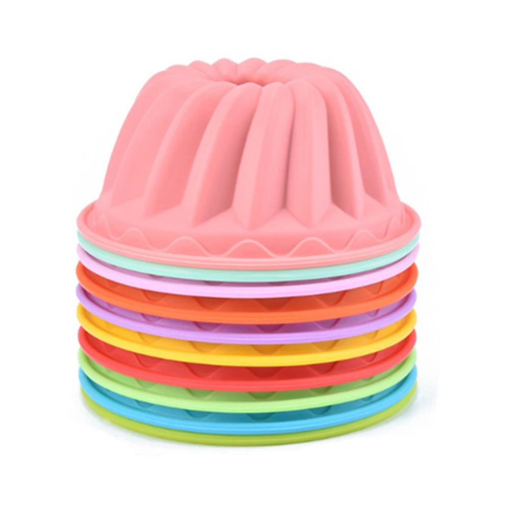 12 Stück/Set, lebensmittelechte, BPA-freie Silikon-Kuchenformen, mehrfarbige, runde Muffinförmchen, Silikon-Kuchenformen zum Backen, zufällige Farben. – Detail 6