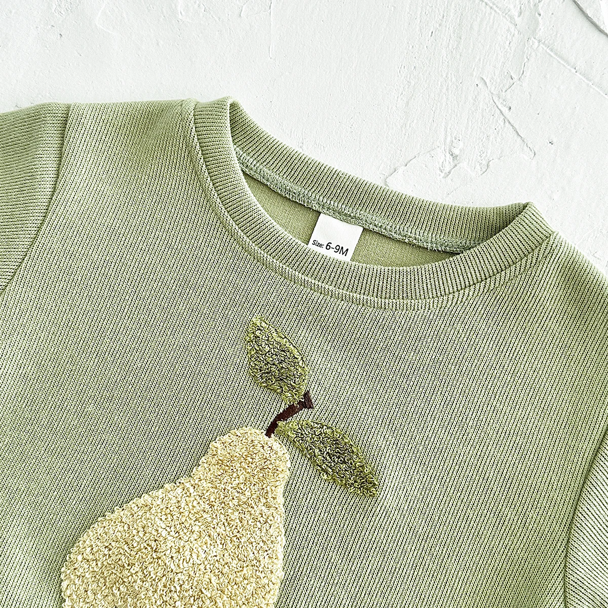 Herbst Baby Mädchen Kleidung 3D Frucht Stickerei Pullover Top+Gestreifte Hose Frühling Jungen Säugling Neugeborene Baby Baumwoll-Sets 0-3 Jahre – Detail 12