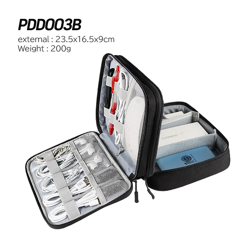 

ALIKAN PDD003 23.5x9x16.5cm Portable Electronics Organizer Bag with Cable Storage and Accessories Compartments