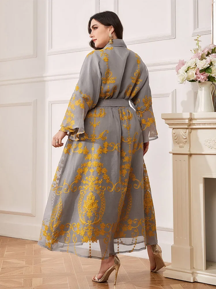 

Corban Eid Al Adha Muslim Women Abaya Arab Dubai Moroccan Caftan Party Evening Dresses Floral Embroidered Robe 2024 Islam Dress