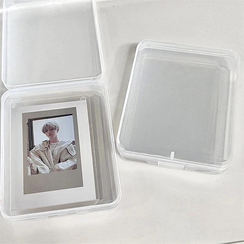 INS Transparent Plastic Storage Box Photocards Small Card Storage Box Desk Organizer Box Classification Box Stationery Box