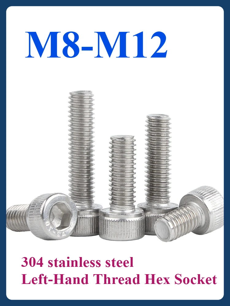 

M8-M12 304 stainless steel reverse thread hexagon screw, measuring pitch (1/2/5pcs) stainless steel