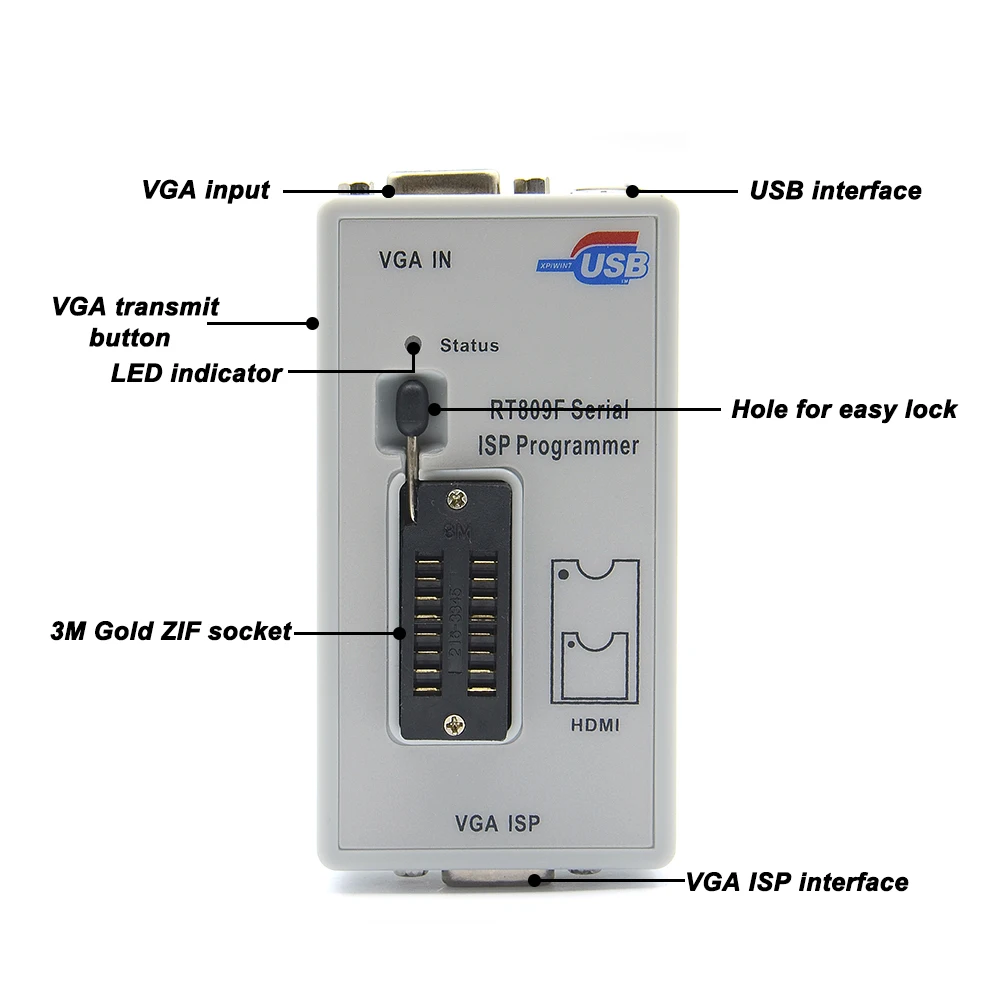 Original RT809F Serial ISP Programmer LCD Usb Repair Tool 1.8v Adapter SOP8 Test Clip EDID Cable ICSP Bios Universal Programmer