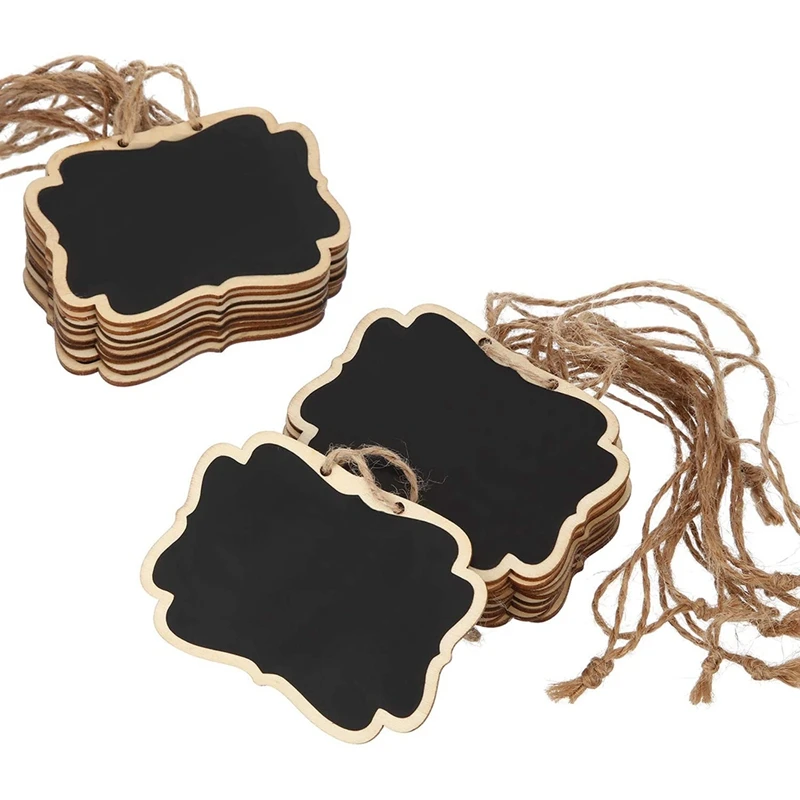 36Pcs Mini Chalkboards Signs, Hanging Wooden Chalkboard Tags, Double-Sided Message Board With Hanging String