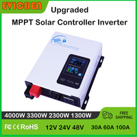Upgraded 4000W 3300W 2300W 1300W MPPT Solar Controller Inverter 30A 60A 100A 12V 24V 48V for Home Off-Grid Solar Photovoltaic