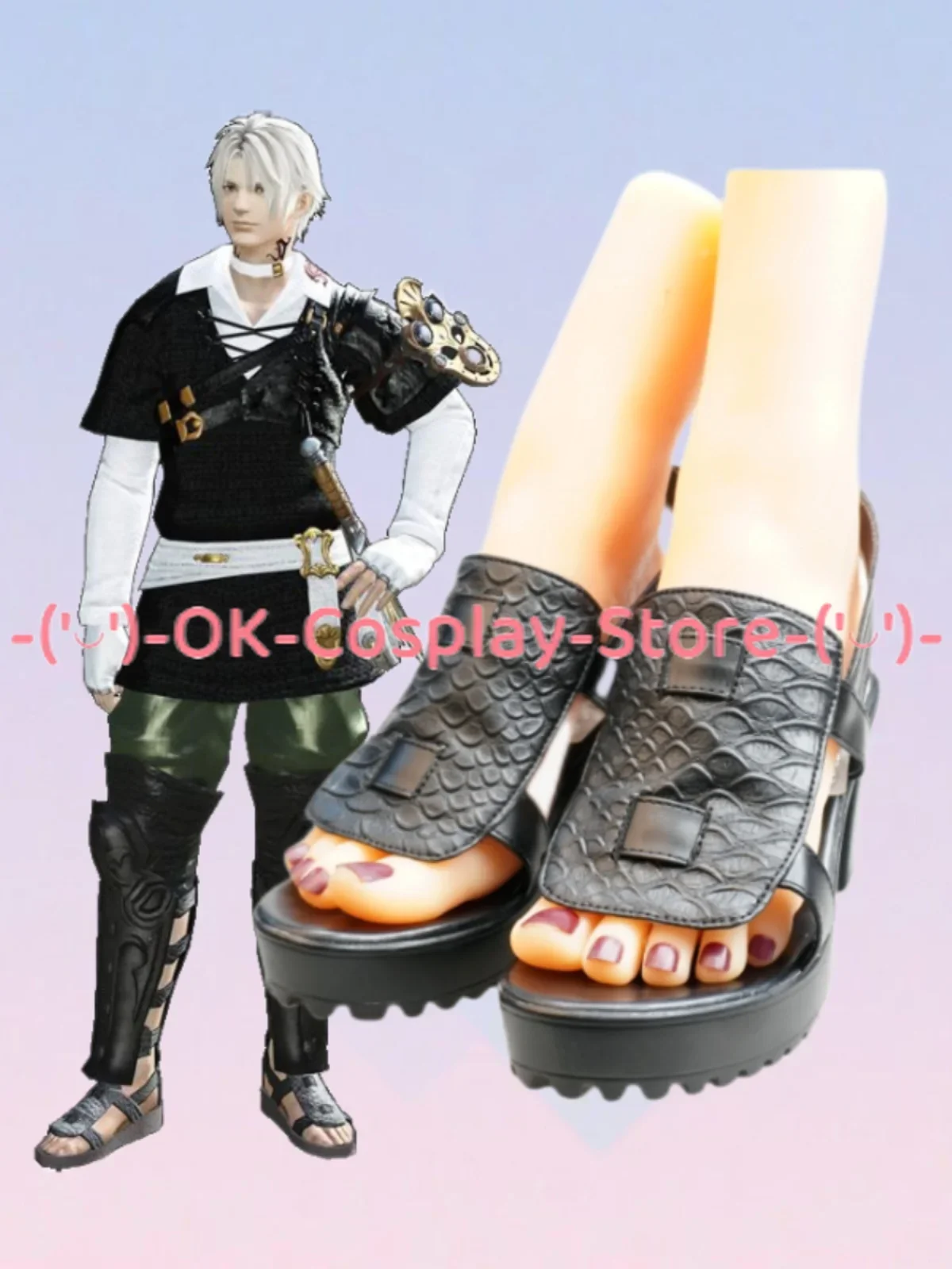 Thancred Cosplay Shoes Game FF14 Cosplay Prop PU Leather Shoes Halloween Carnival Boots Custom Made