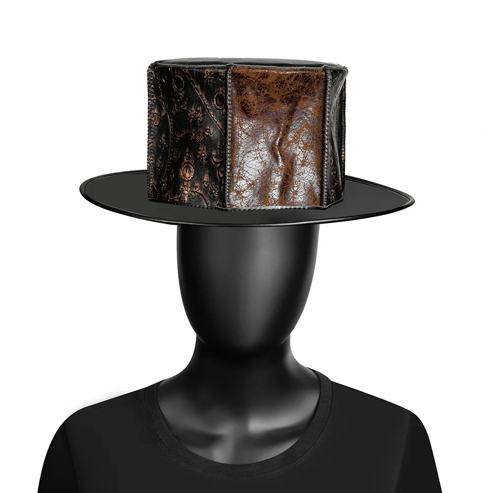 steampunk color-block distressed unisex magic hat personality fantasy gentleman vintage top hat prom cosplay