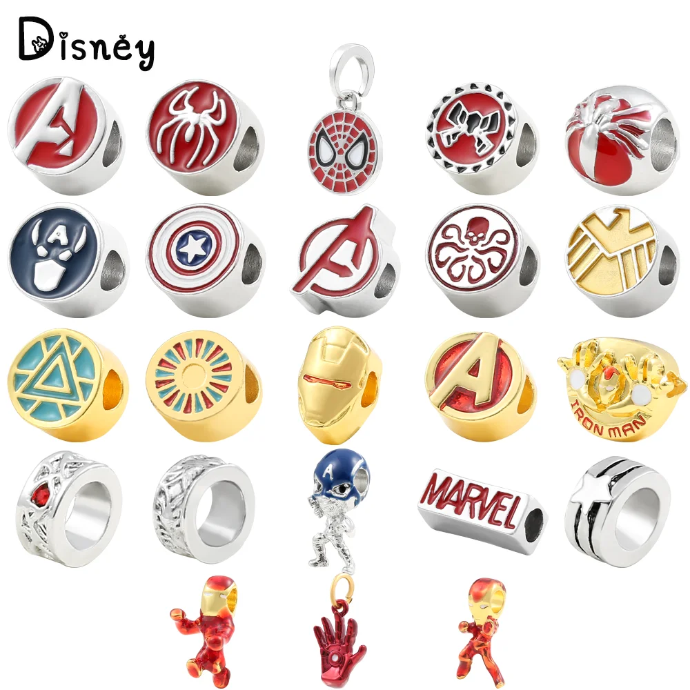 Marvel Movie Avengers Beads Pendant Charm Jewelry Superhero Spiderman Beads Pendant DIY Bracelet Accessories High Quality Gifts