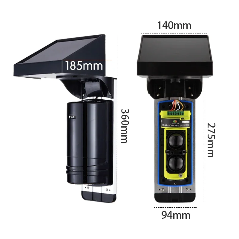 Draadloze Buitenmuurbevestiging Zonnestralen Met 2 Actieve Infraroodstraalsensor Voor Huisbeveiliging Perimeteralarmsysteem Abs610
