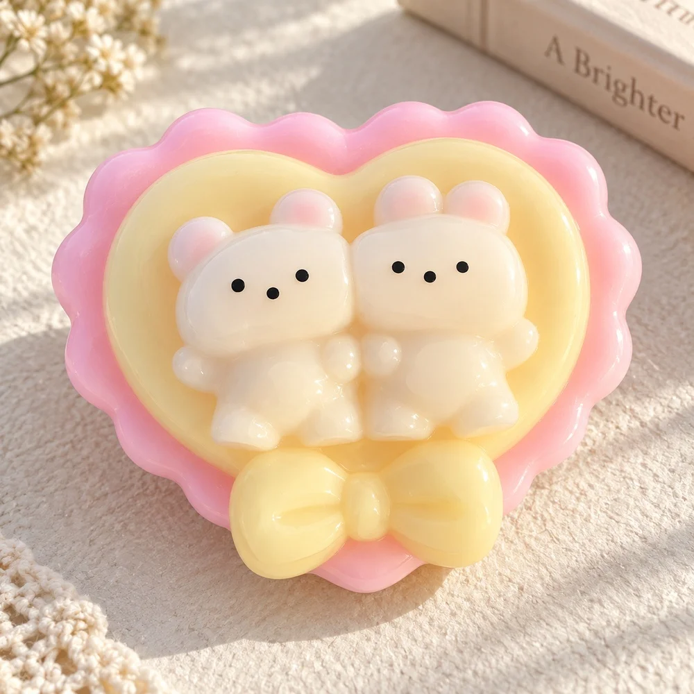 Heart Duo Squishy Squeeze Toy TPR Soft Fidget with Playful Detailed Shape for Adults Teens Desk Companion Gift Single Piece