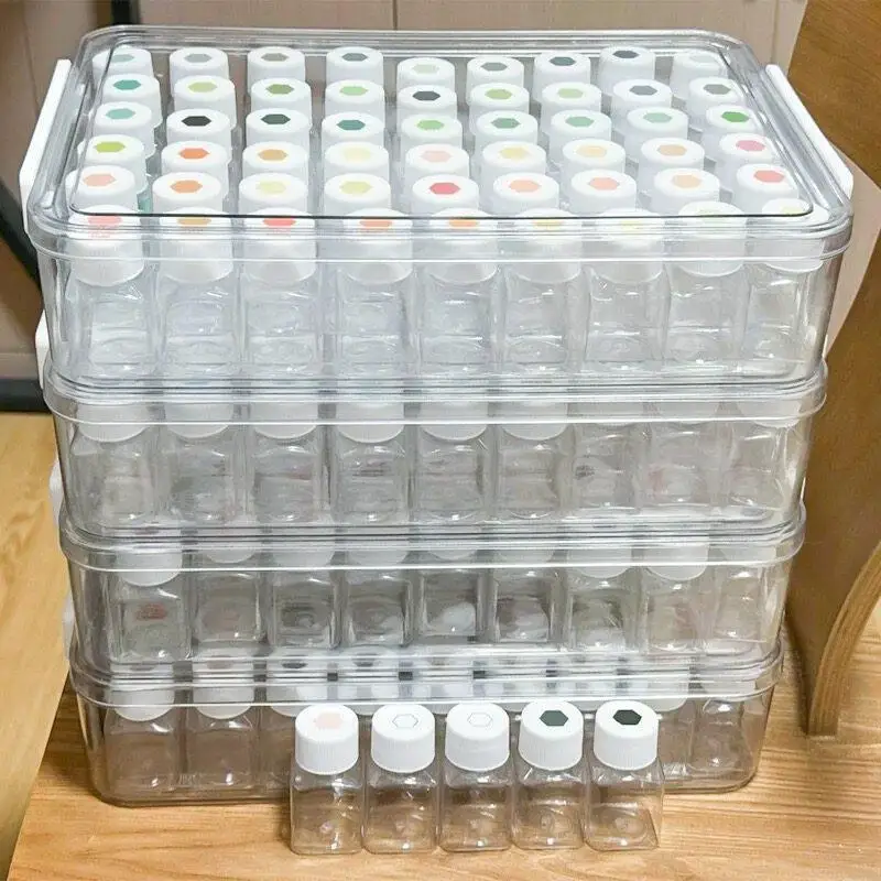 Large Capacity Bean Jigsaw Puzzle Storage Box Set 221 Colors Transparent Bean Sorting Bottle 54 Pieces Tool Box for Bean Asse...