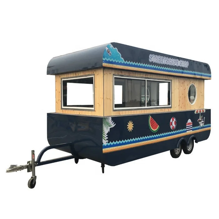 3.2m 4.2m Fast Food Truck Trailer Boat Shape Coffee Bike For Snack Food Hot Dog Cart Ice Cream Kiosk