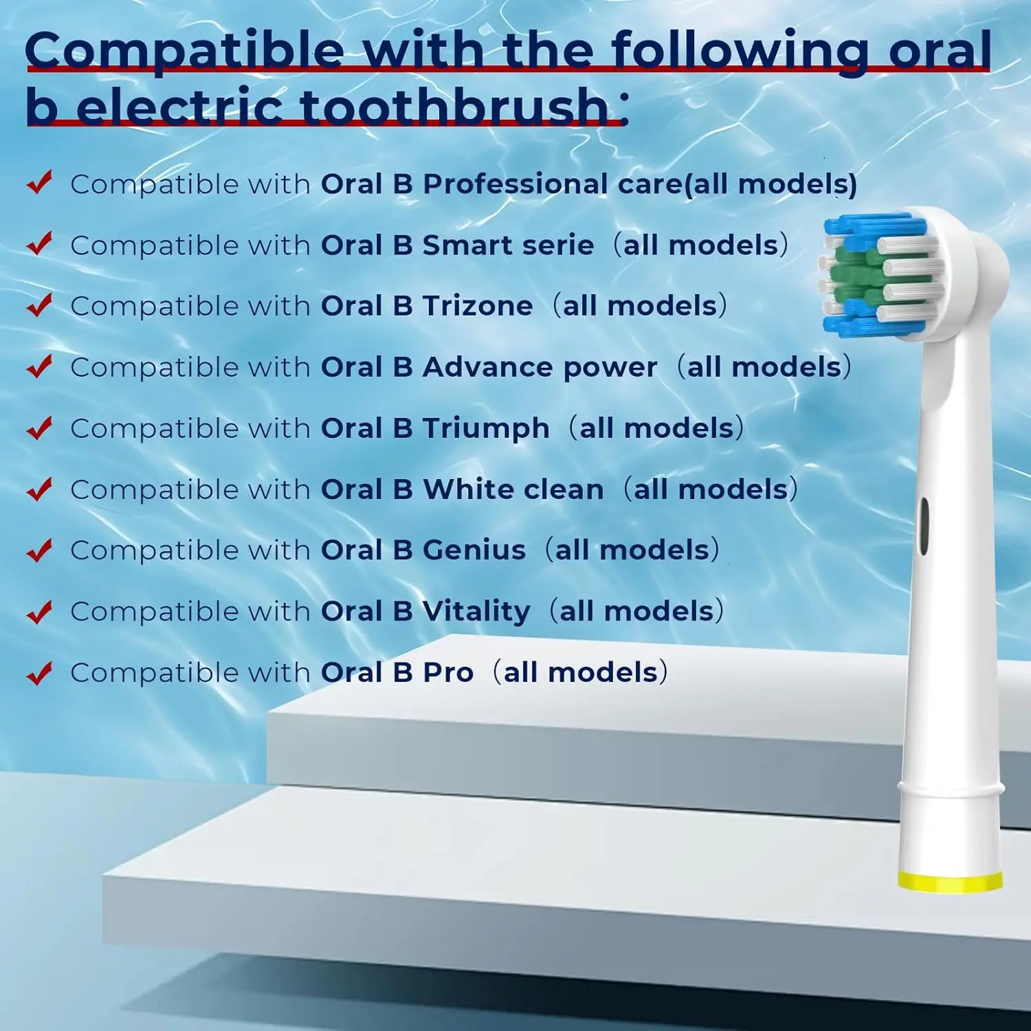 Compatible with Oral B Electric Toothbrush Replacement Brush Heads, Precision Clean Toothbrush Head Refills Fit for Oral B Pro