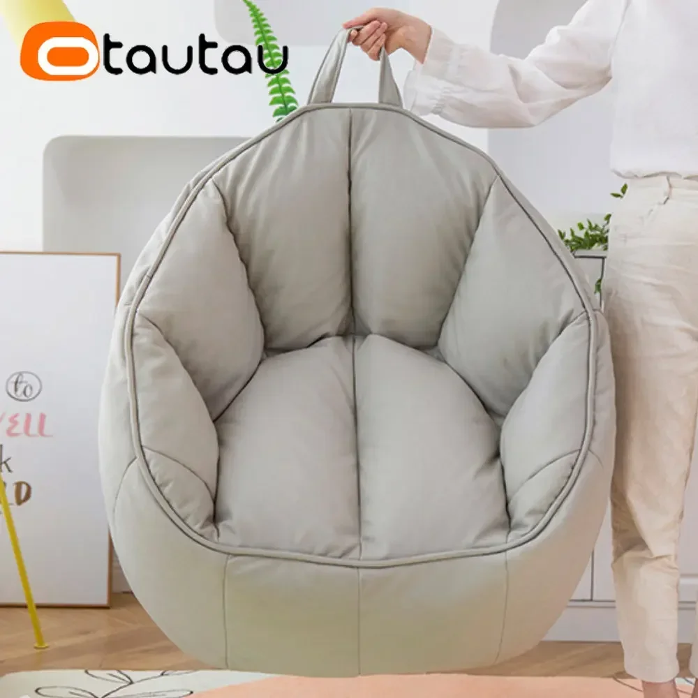 OTAUTAU Dorośli Dzieci Faux Leather Pufa Bean Bag Pokrowiec na krzesło Bez wypełniacza Puff Kanapa Fotel Wygodny Leniwy Worek Bezramowe Gniazdo SF039