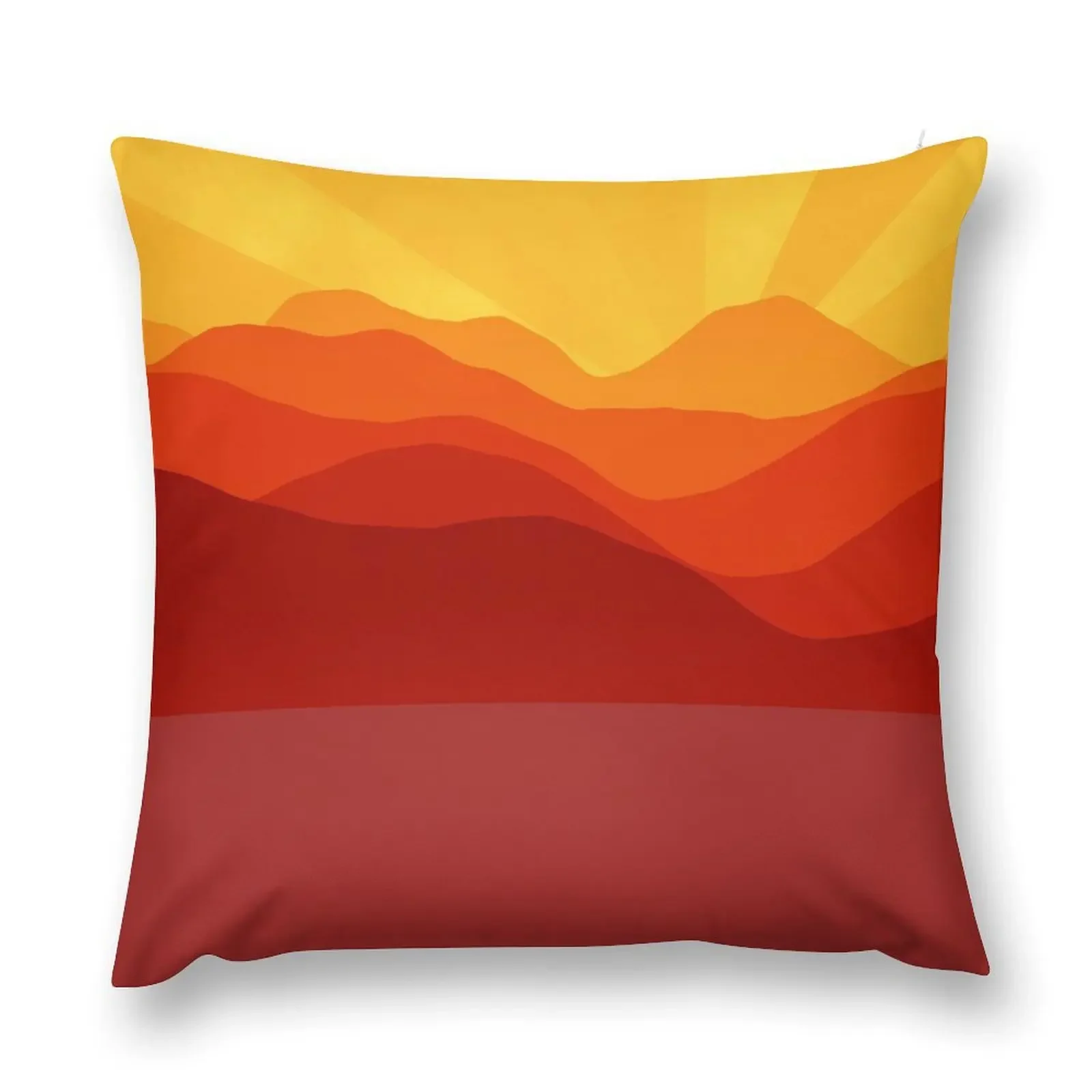 Red, orange, yellow watercolor flat design with mountain landscape and lake. Iphone or Samsung phone Case & Cover Throw Pillow