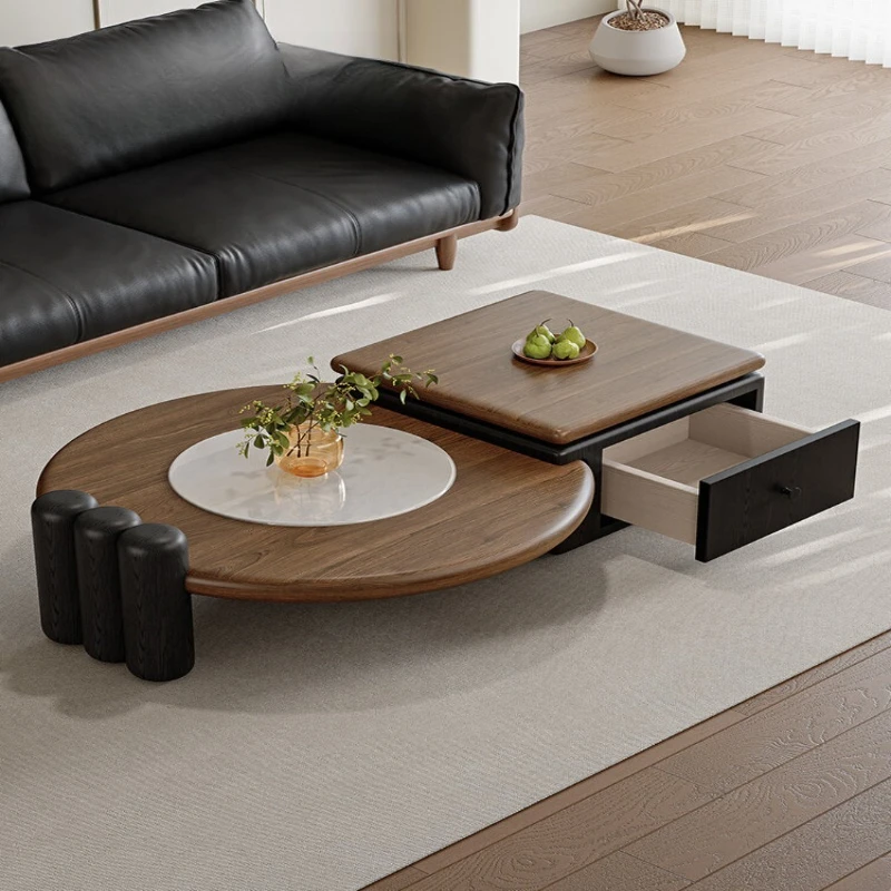 

table can store high-end Italian minimalist microcrystalline stone retro tea table household square combination