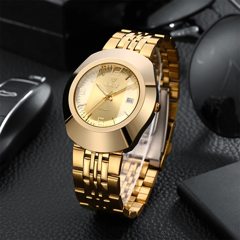 KKY 2024 New Women\'s Luxury Gold Stone Ying Watch Women\'s Fashion Waterproof Calendar Watch