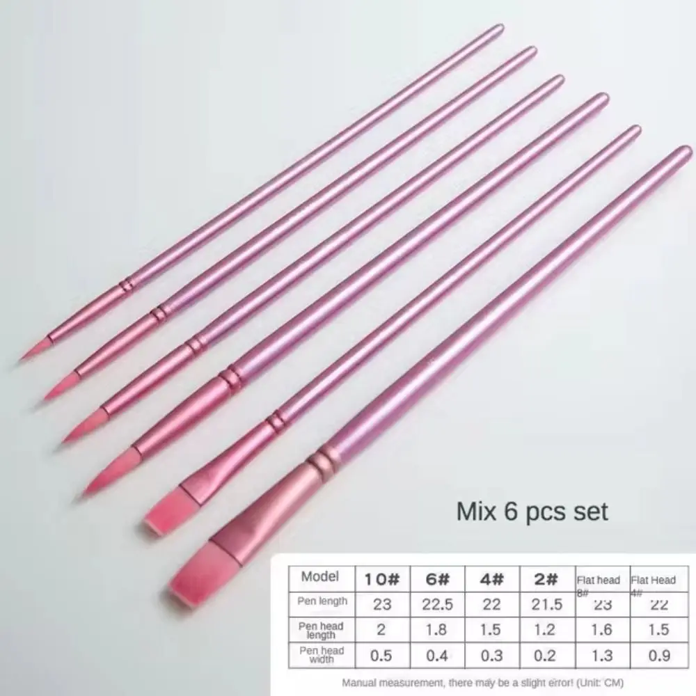 4/6 pcs ชี้รอบแบนหัวแปรงสีน้ําผมนุ่มเริ่มต้นศิลปะนักเรียนวาดด้วยมือสีน้ําไนลอนของขวัญ