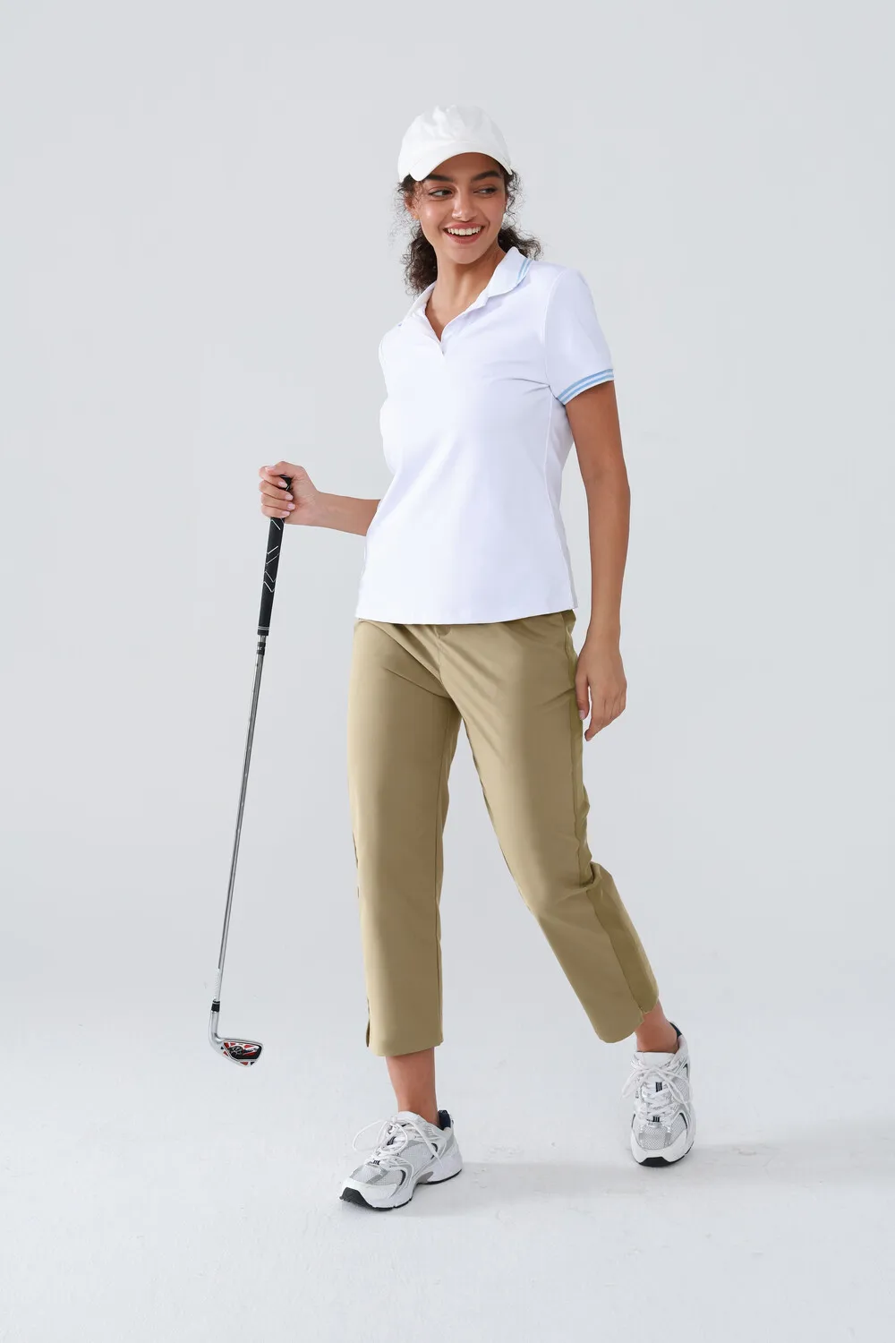 Women's Elastic High-Waist Golf Pants Lightweight Quick Dry Stretch Pants Slim Fit Work Athletic Casual Side Safe Pockets Pants