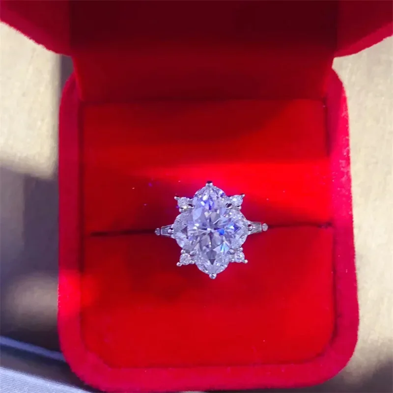 أحجار كريمة من SACE GRA حلقة مويسانيتي معتمدة للنساء ، فضة إسترليني ، خاتم ذهب أبيض عيار 18 قيراط ، لون دي ، 2 قيراط ، مجوهرات راقية