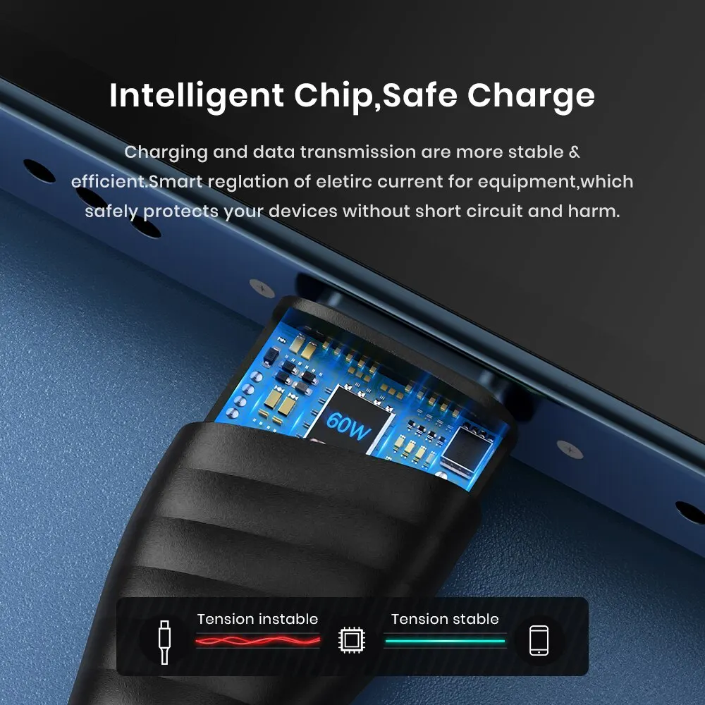 TOPK 60W USB C To Type C Cable PD Fast Charging Charger Cable Data Cord For Macbook Huawei Xiaomi POCO Samsung USB-C Cable image 5