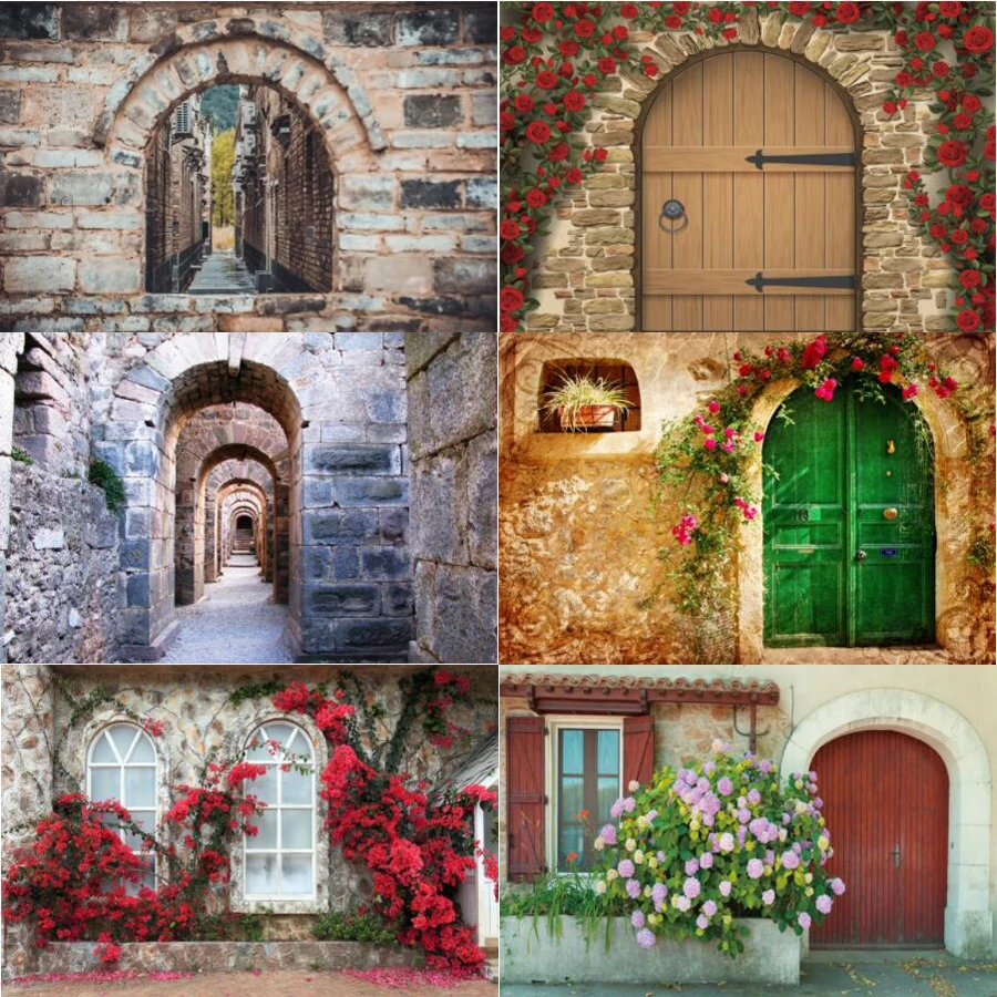 

Photography Backdrops Old Rural Stone House Door Porch Yard Baby Portrait Photo Backgrounds Banner Poster Photocall Photo Studio