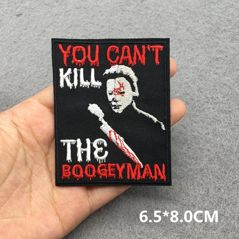 Horror Movie Addict Embroidered Patches Iron On Patches For Clothing Punk Patches Applique DIY Clothes Sewing Decoration