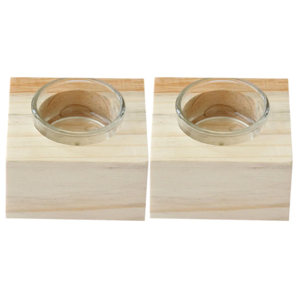 

2Pcs Holder Rustic Wooden Tea Light Stand Decorative Table Centerpiece for Wedding Party Home Decor