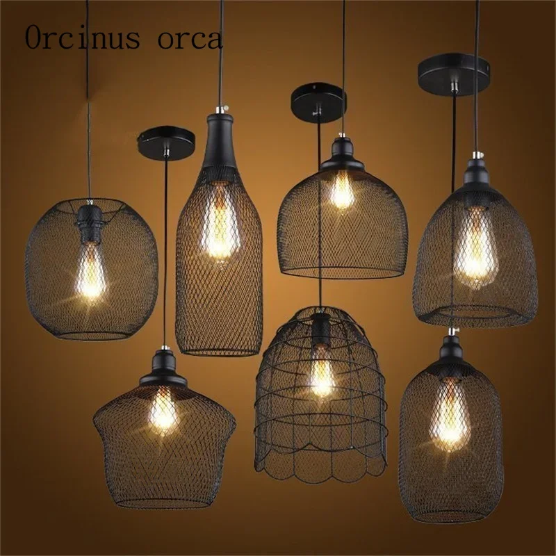 

Nordic retro industrial wind cage iron Chandelier cafe bar restaurant creative network chandelier free shipping