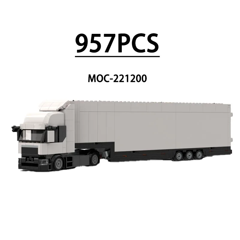 MOC-221200 Building Blocks Low-Level Tractor Double-Decker Trailer Model 957 PCS Children Birthday Christmas New Year Toy Gift