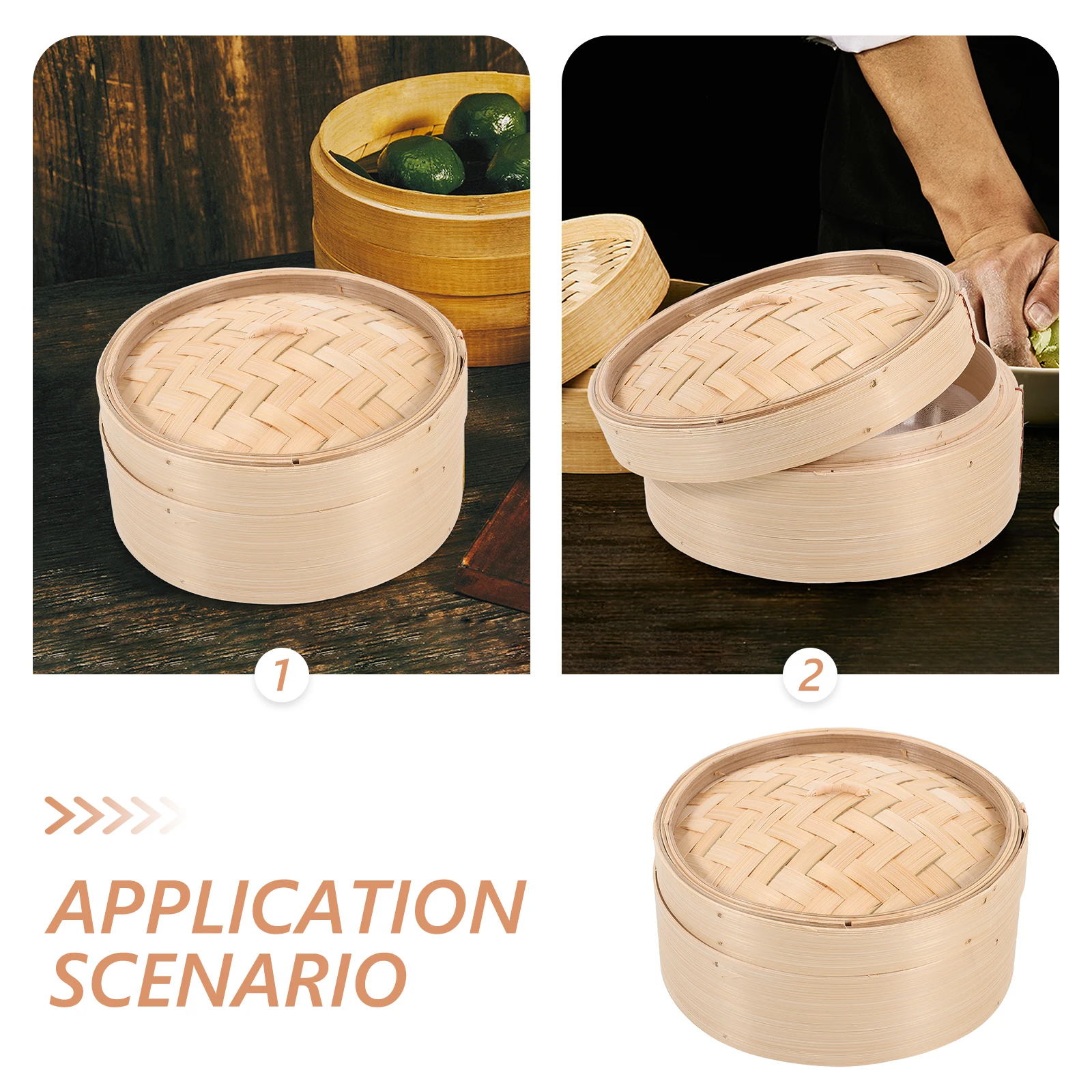 

2Pcs Bamboo Steamer 8Inch Handmade Cooking Tools MoistureResistant Steaming Tray DimSum Cooker Rice Lotus Leaf