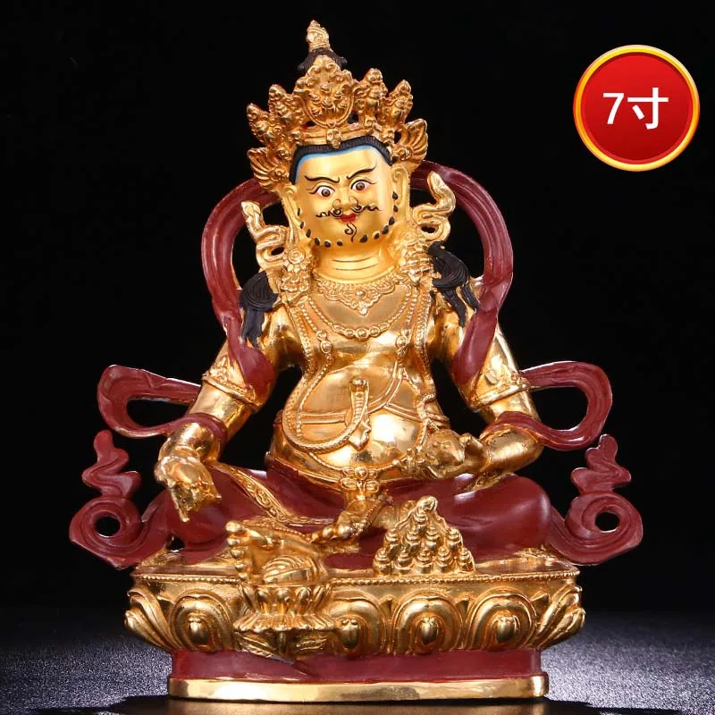 21CM GOOD gold gilding Buddha brass statue HOME family effective CAI SHEN The God of wealth Yellow Jambhala