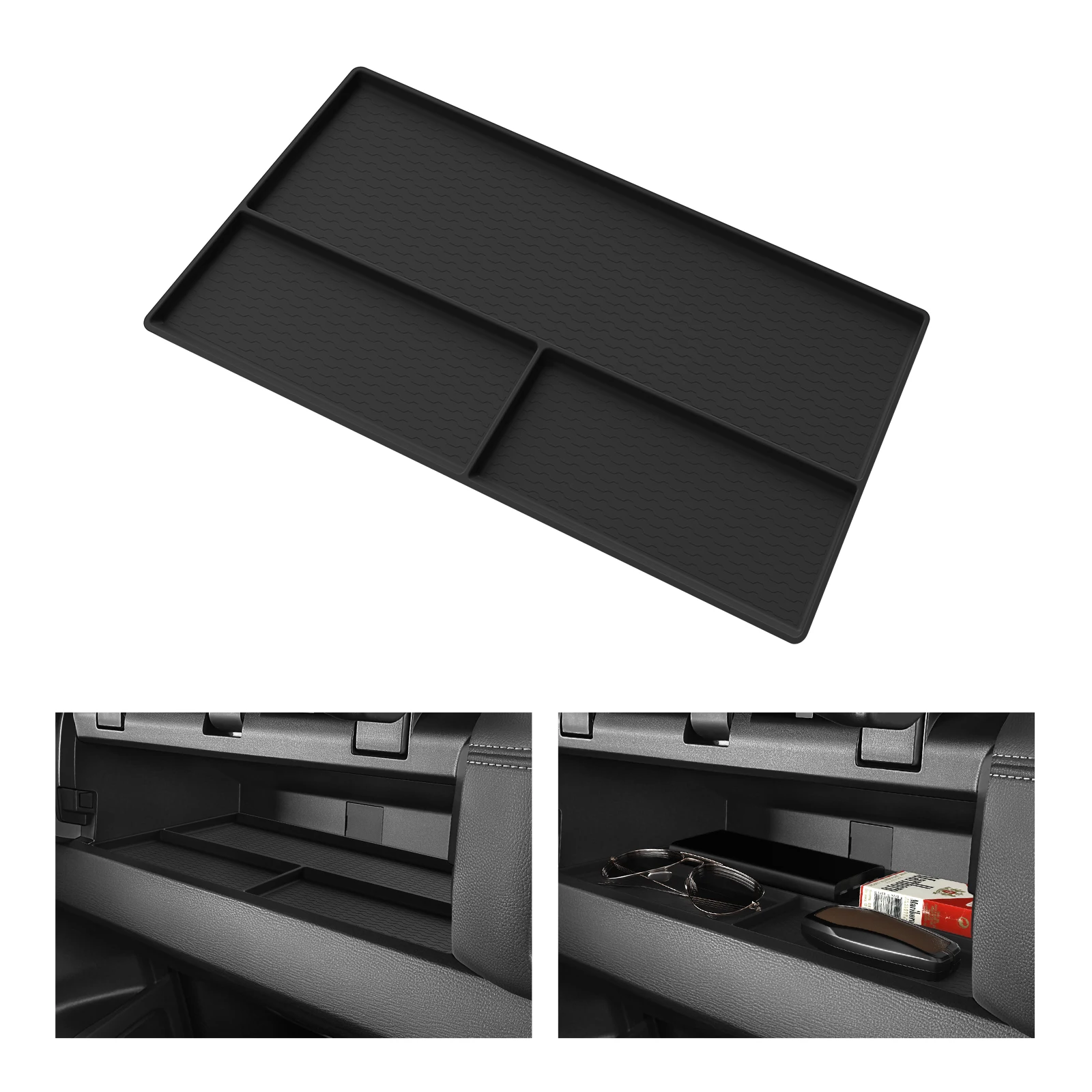 for Mitsubishi Triton 2024-2025 Silicone Car Copilot Dashboard Storage Box Tray Organizer Interior Accessories ﻿Black - Image 2