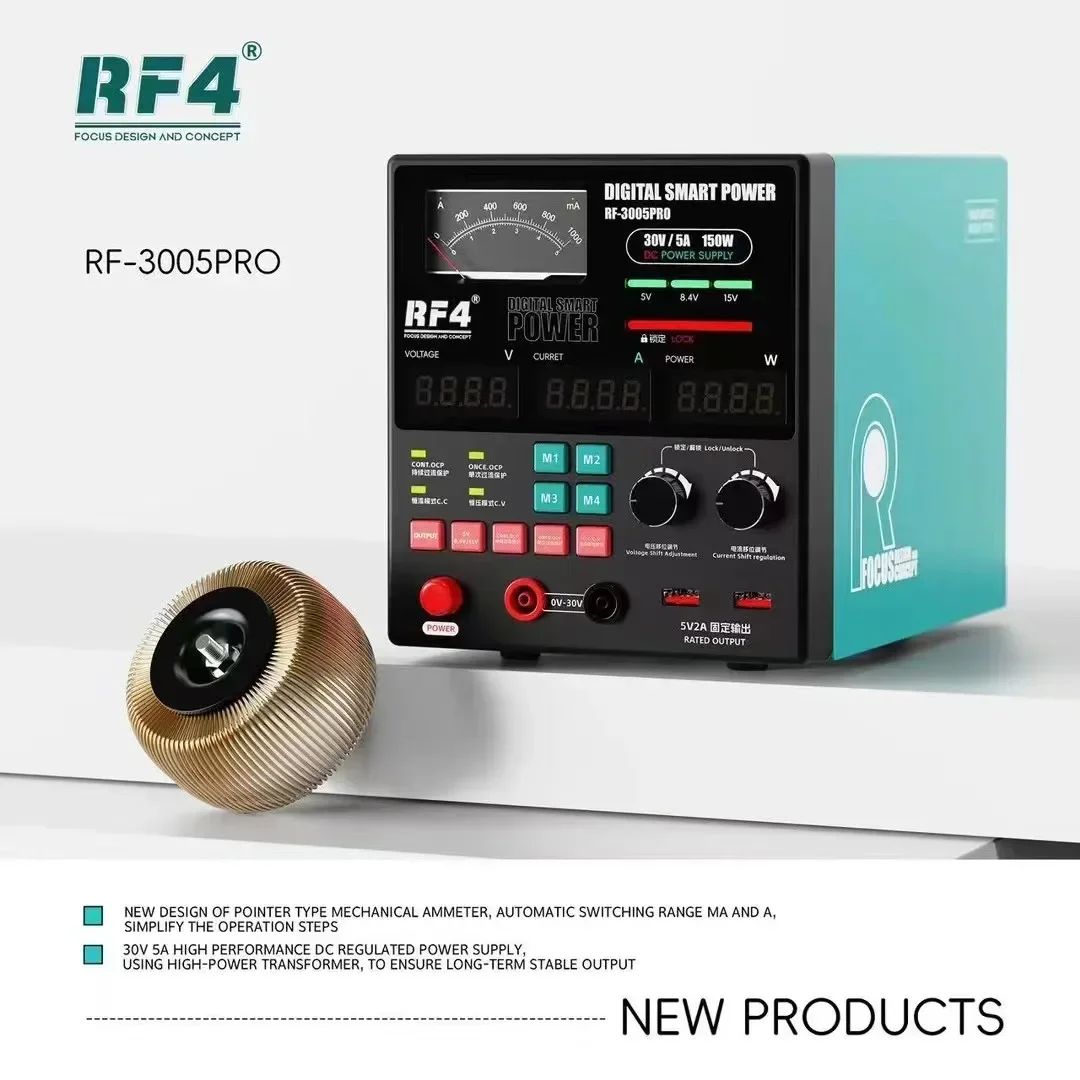 

RF4 RF-3005D RF-3005PRO Smart DC Power Supply Meter Sensing Auto Heat Dissipation Ammeter With Intelligent Temperature Tool