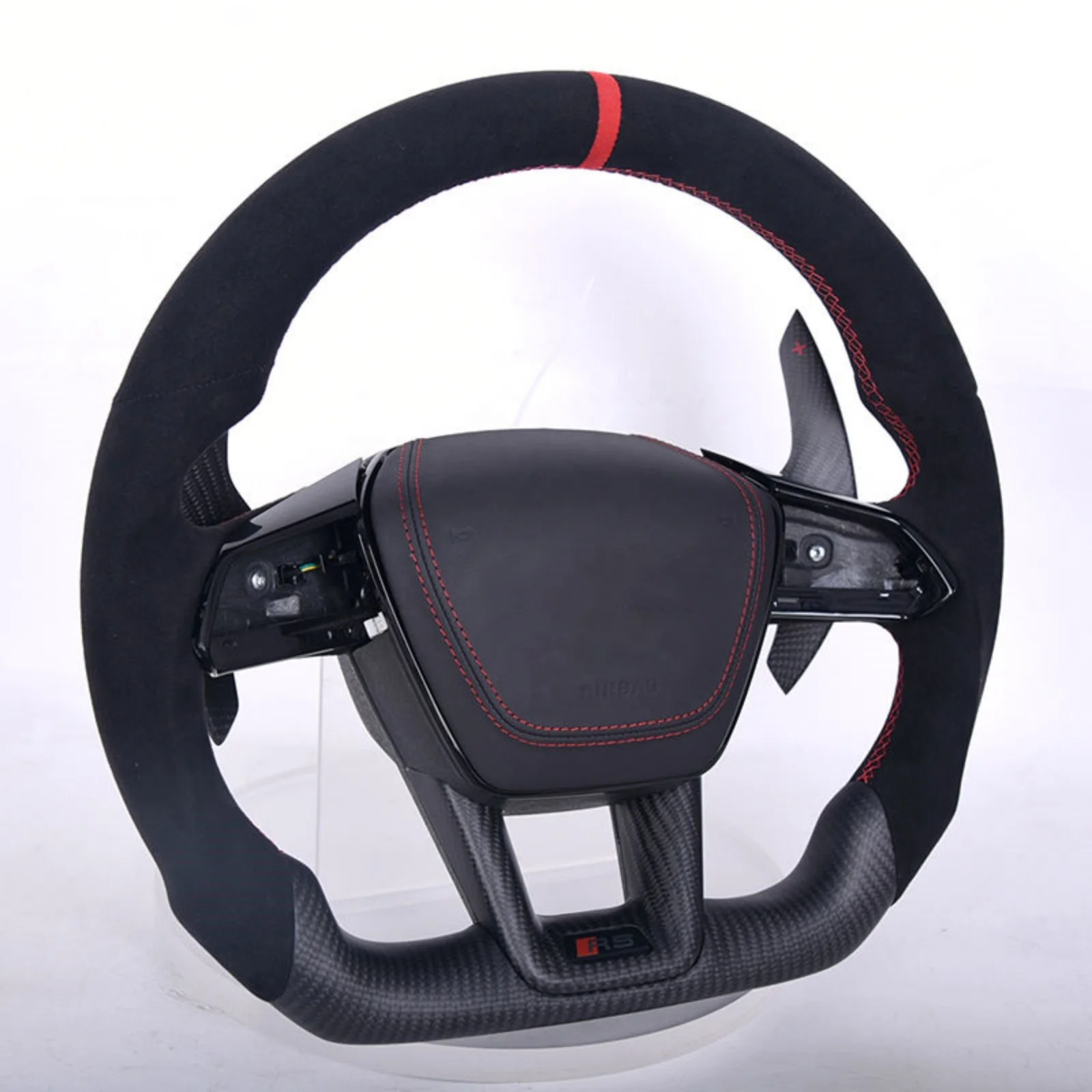 

Carbon Fiber Black Suede Leather Steering Wheel For RS6 C7 C8 Car Universal Leather Steering Wheelcustom