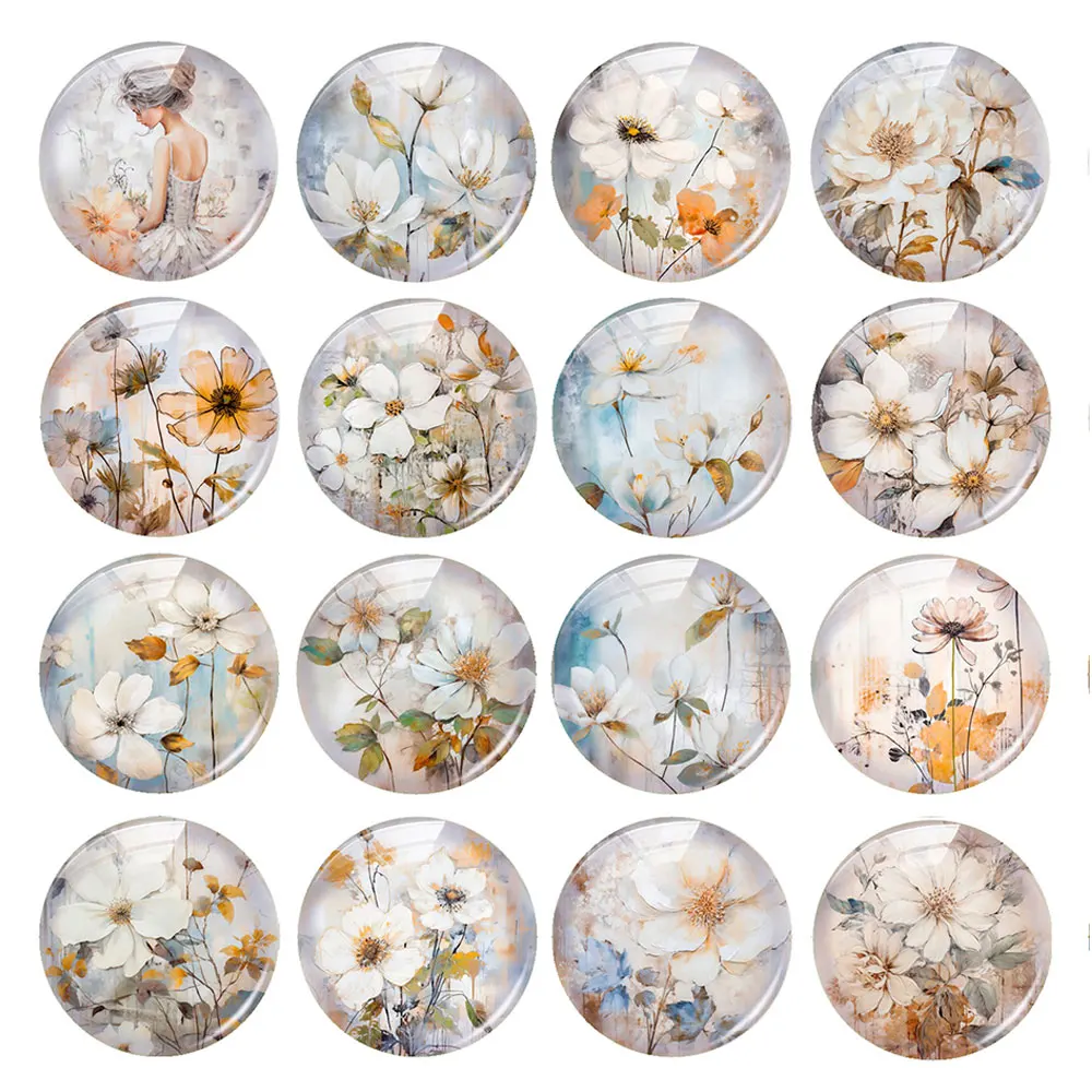 

Handmade Dandelion Flower Daisy Girl Round Photo Glass Cabochon Flatback Demo Flat Back Cameo For Diy Jewelry Making