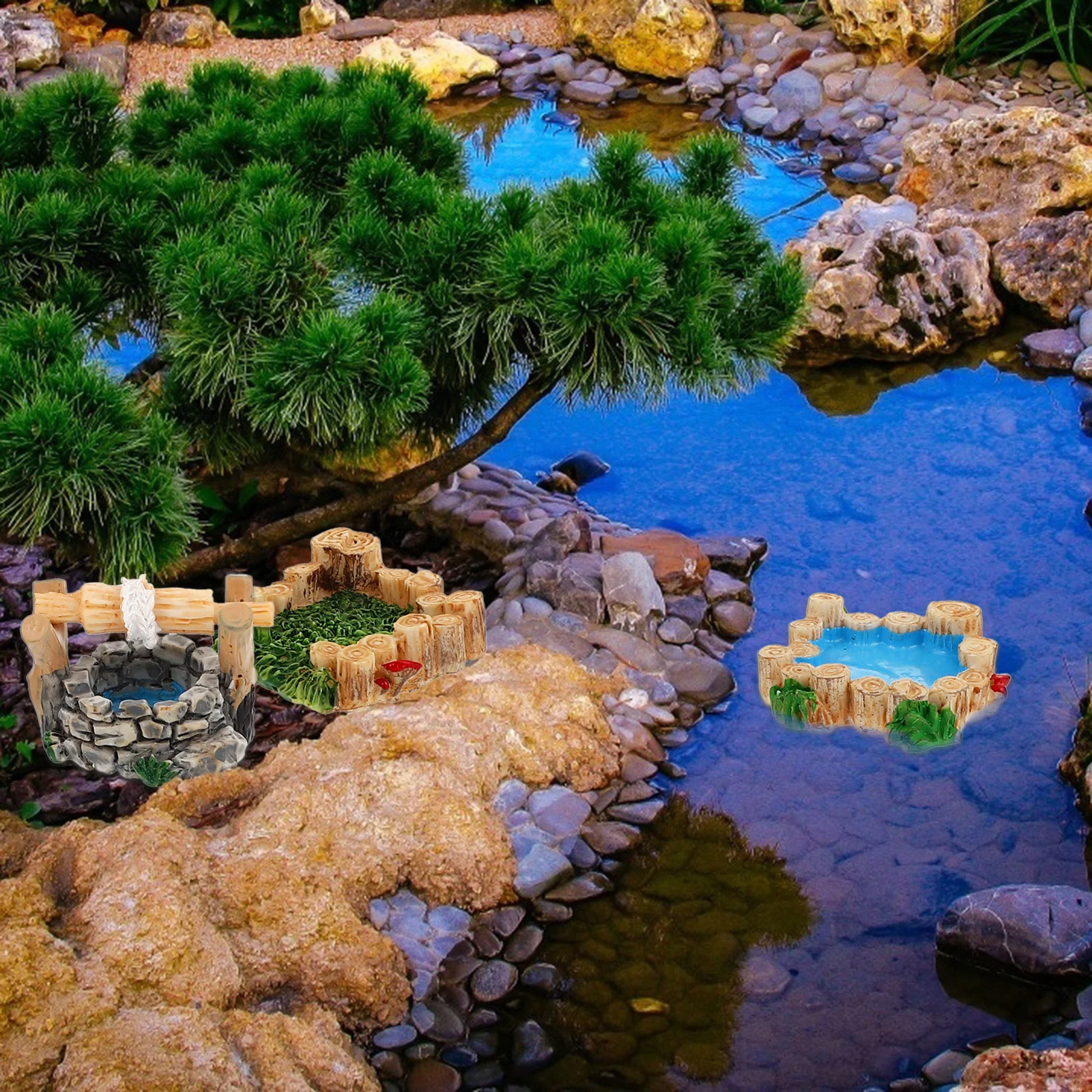 Ornements rétro miniatures, Mini pont pour décoration de paysage, Kit d'ornement d'herbe pour la maison, accessoire de Train, 5 pièces