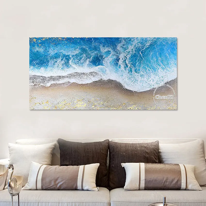 

Large Size Living Room Decor Sea Wave Painting, Home Decorative Item, Abstract Seascape Picture Art, Unframed Wall Hangings Art