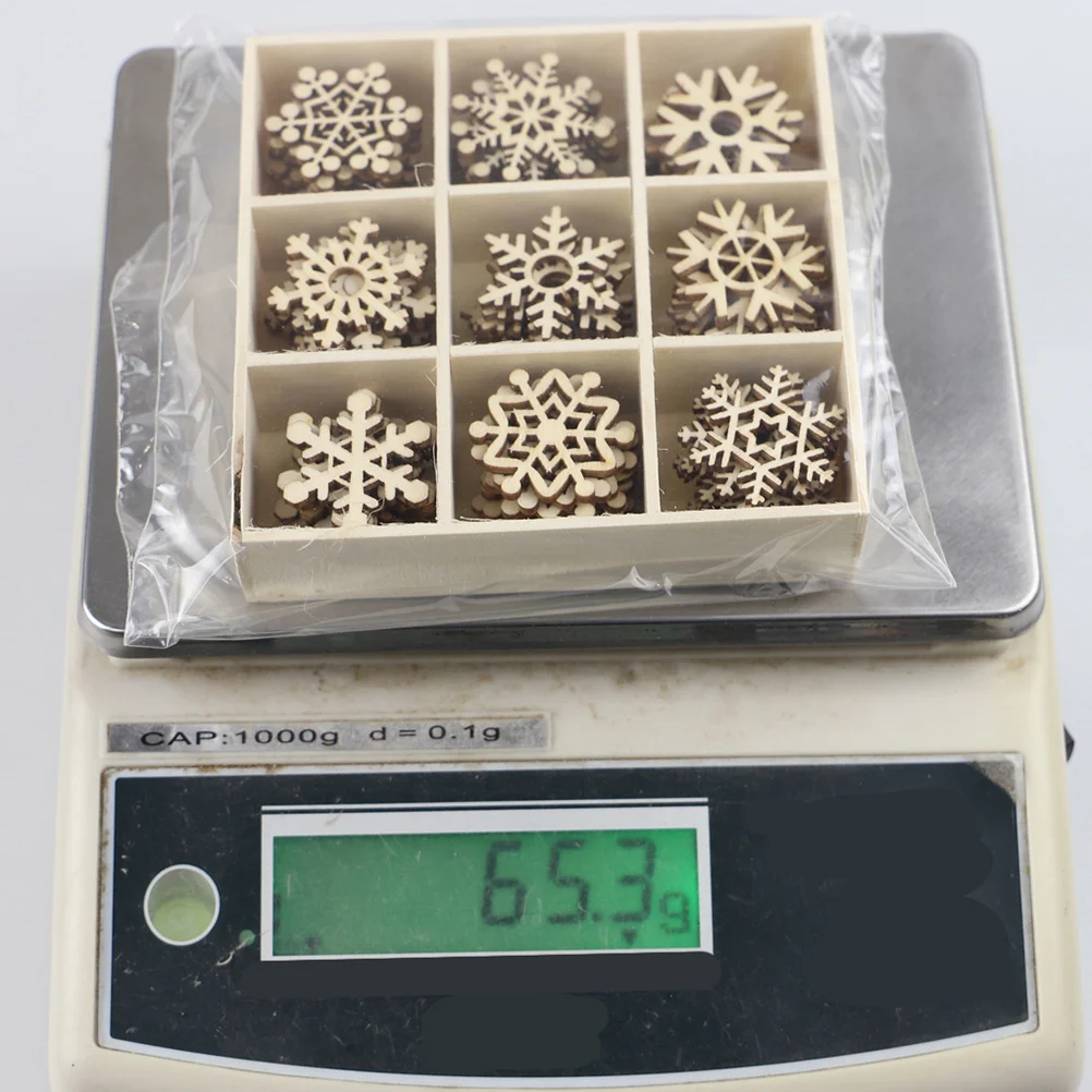 72 قطعة 9 مقصورات تزيين ندفة الثلج مجموعة الحرف الخشبية ذاتية الصنع لشجرة عيد الميلاد جدار الباب ديكور المنزل الطرف الخشبي