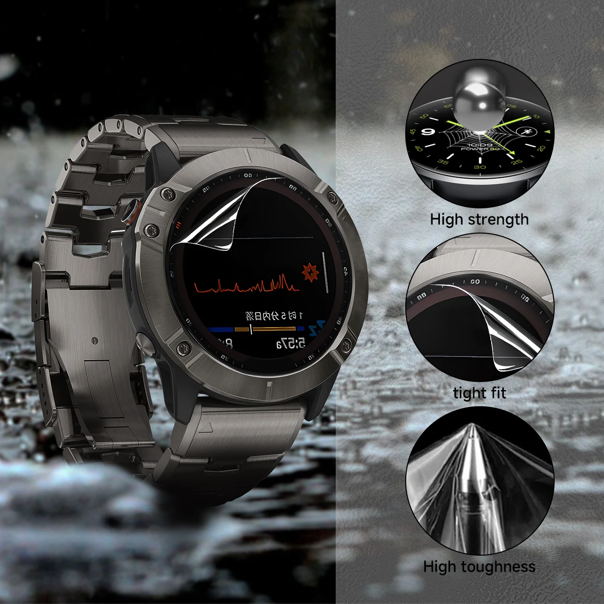 Película protectora de hidrogel para reloj, Protector de pantalla Compatible con Garmin Fenix 7 7X 7S Pro Fenix 6 6X 6S Pro Fenix 5 5X 5S Plus