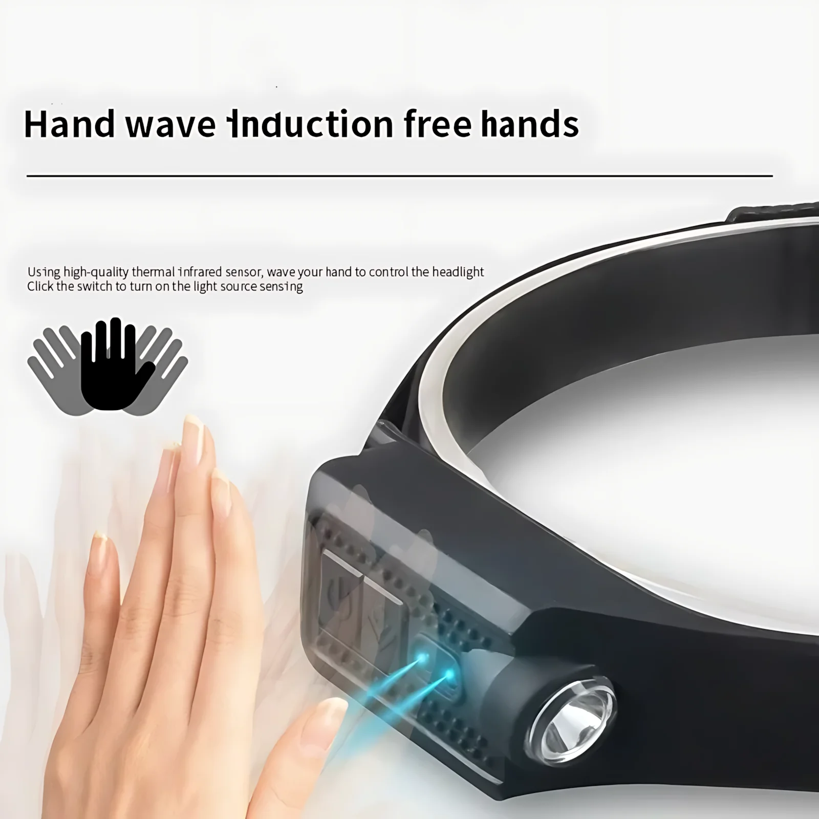 مصابيح أمامية 90 جرام خفيفة الوزن بمستشعر الإيماءةبطارية 1200 مليان أمبير شحن USB-C 5 أوضاع للإستخدام في التخييم الطوارئ العمل #2