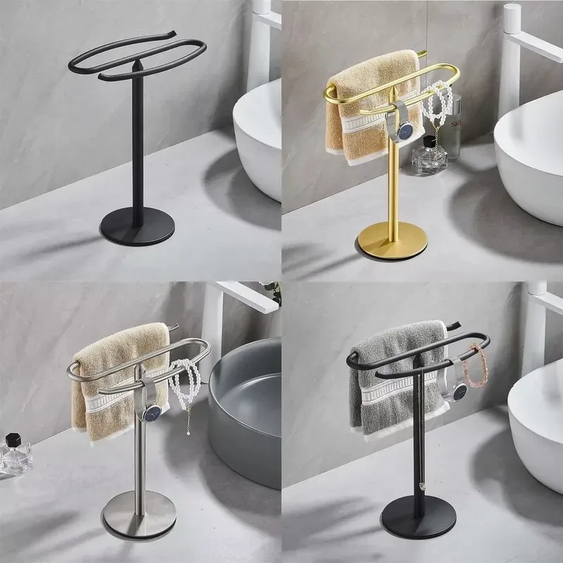 Wall Mounted Removable Stainless Steel Display Rack Non Punching Multi Purpose Towel Jewelry Watch Storage for Bathroom