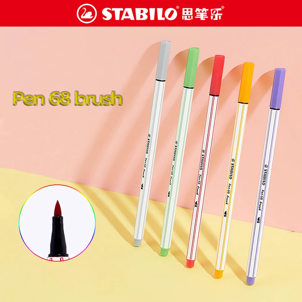 

Набор акварельных ручек Stabilo, 6/10/20 цветов, детские моющиеся цветные ручки и кисти, товары для творчества, канцелярские принадлежности для школы