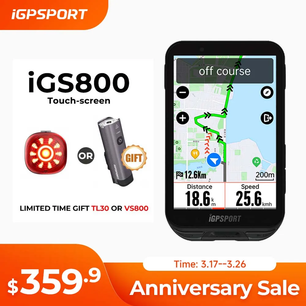 iGPSPORT iGS800 Touchscreen GPS Bike Computer Professional Cycling Map Navigation 50-Hour Battery Life Cycling Accessories