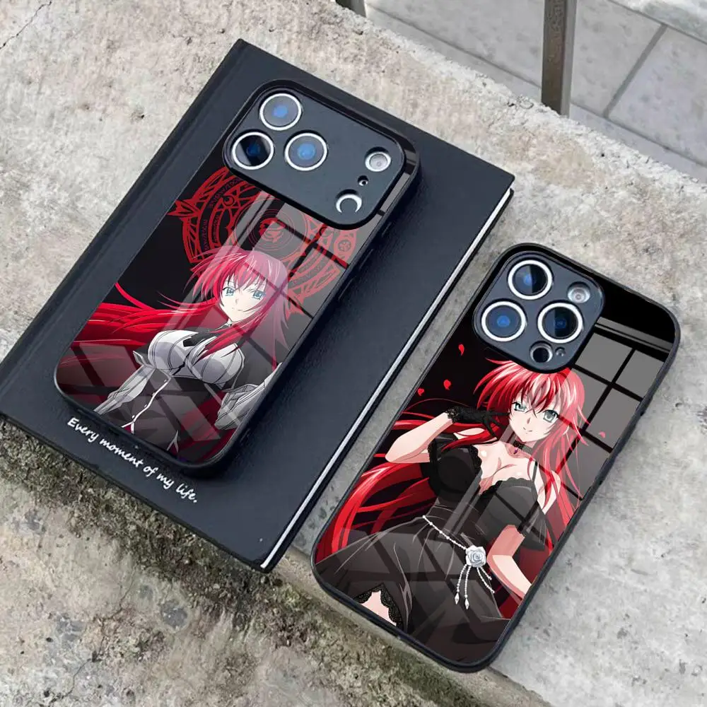 DXD Rias Gremory Mobile Handyhülle für IPhone 17 Pro Max 16 15 14 Pro Max 13 11 X Xs Xr 8 7Plus Glasabdeckung