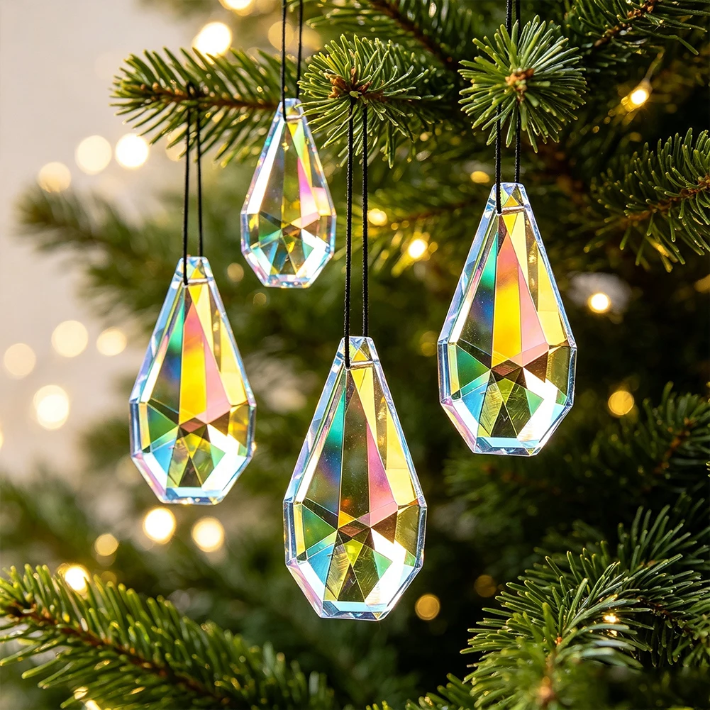 76mm Diamond Teardrop Crystal Prism Suncatcher Hanging Chandelier Pendant Aurora Rainbow Display Garden Decor Sun Lover Gifts